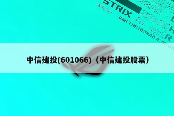 中信建投(601066)（中信建投股票）