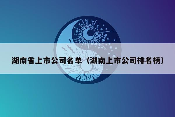 湖南省上市公司名单（湖南上市公司排名榜）