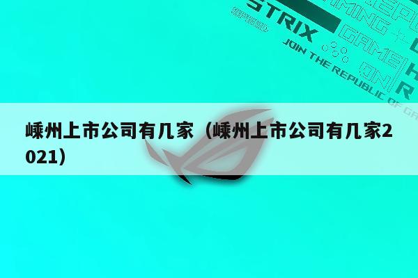 嵊州上市公司有几家（嵊州上市公司有几家2021）