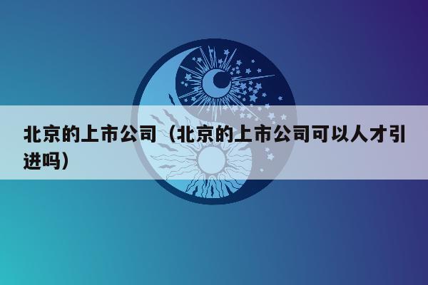 北京的上市公司（北京的上市公司可以人才引进吗）