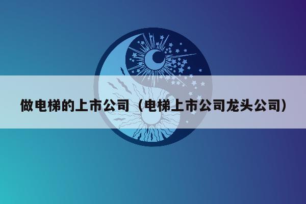 做电梯的上市公司（电梯上市公司龙头公司）