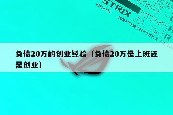 负债20万的创业经验（负债20万是上班还是创业）