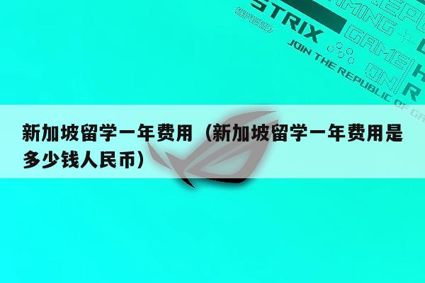 新加坡留学一年费用（新加坡留学一年费用是多少钱人民币）