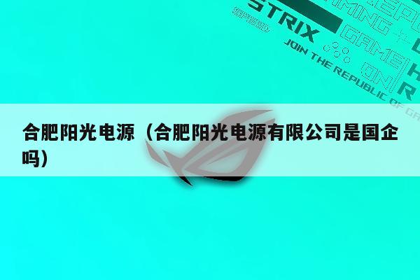 合肥阳光电源（合肥阳光电源有限公司是国企吗）